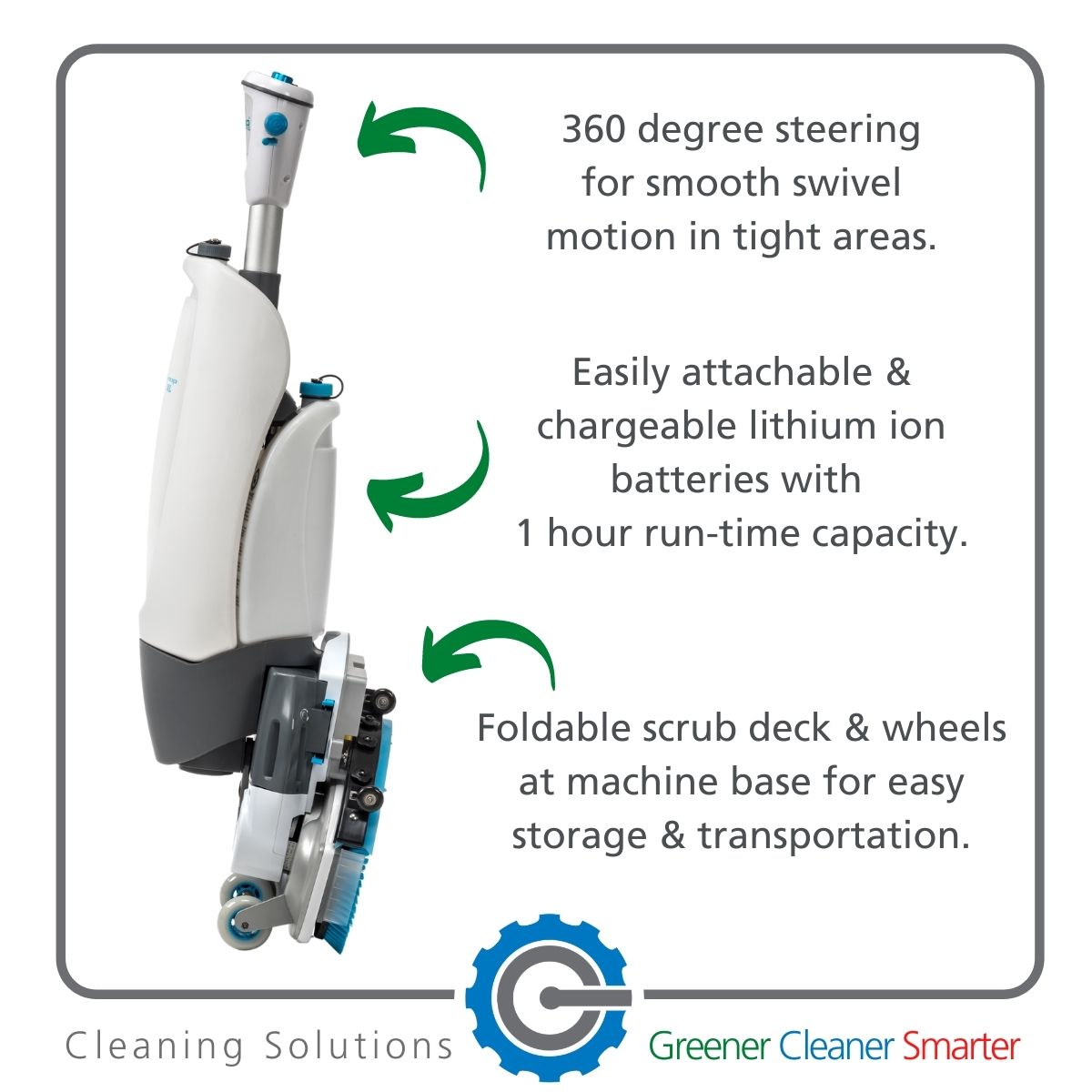 i-mop product features #1 i-mop product features #1 - 360 degree steering, lithium ion batteries & foldable scrub deck