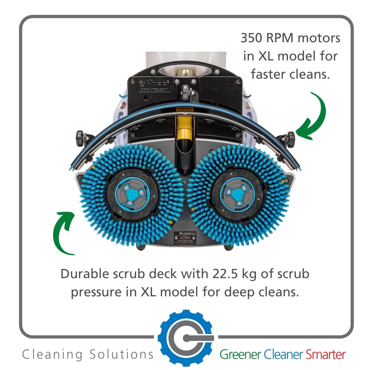 i-mop product features i-mop product features #3 - 350 RPM motor, durable scrub deck and 22.5kg scrub pressure